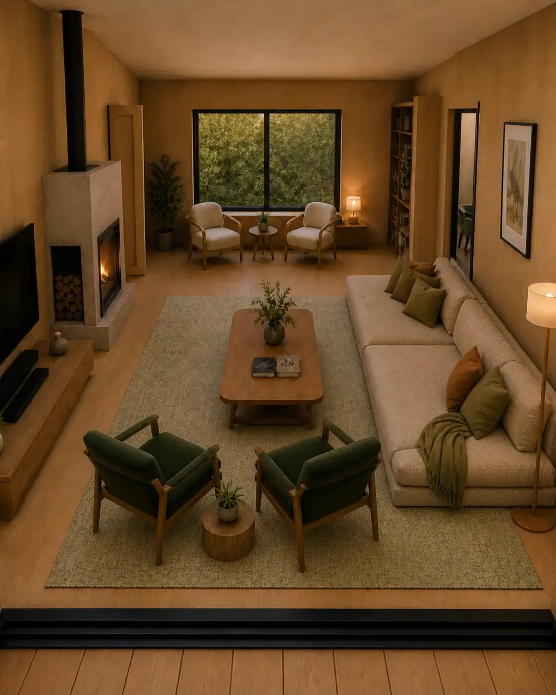 Monte Cora Grand House living room with forest view